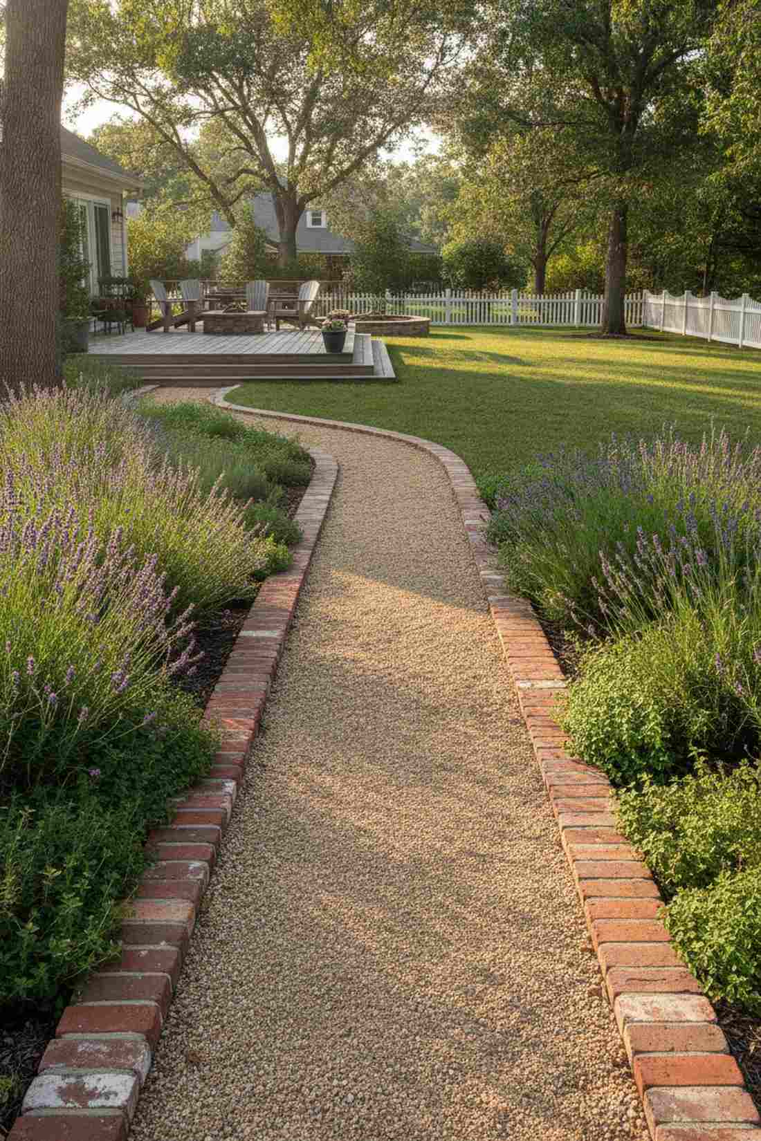 brick edged gravel with herb borders