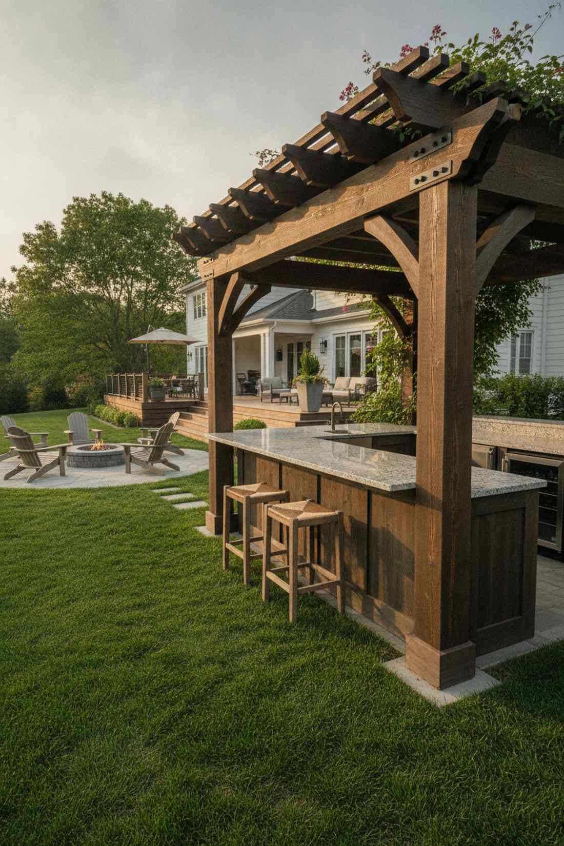 built in pergola bar structure