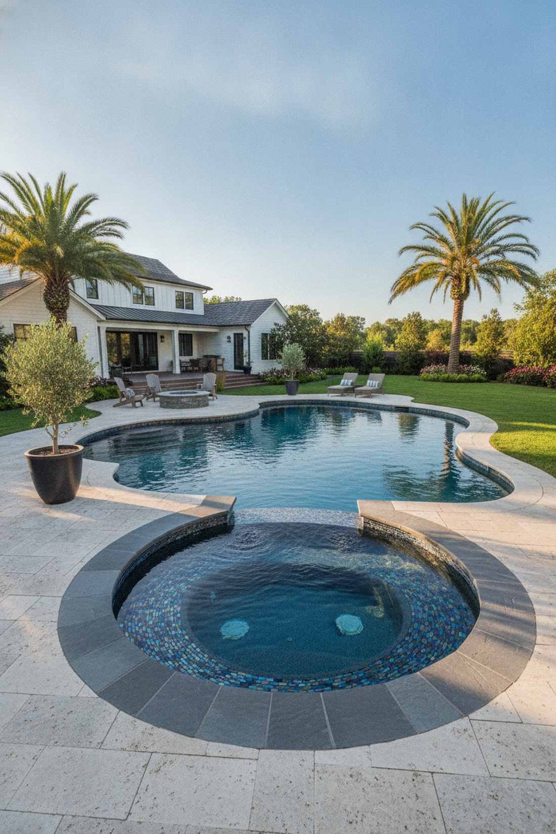 built in spa next to pool
