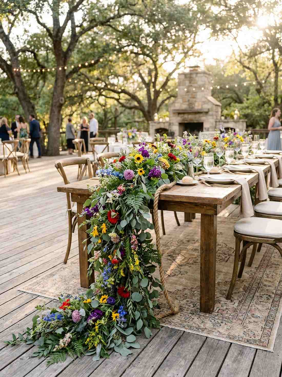 cascading wildflower table garlands