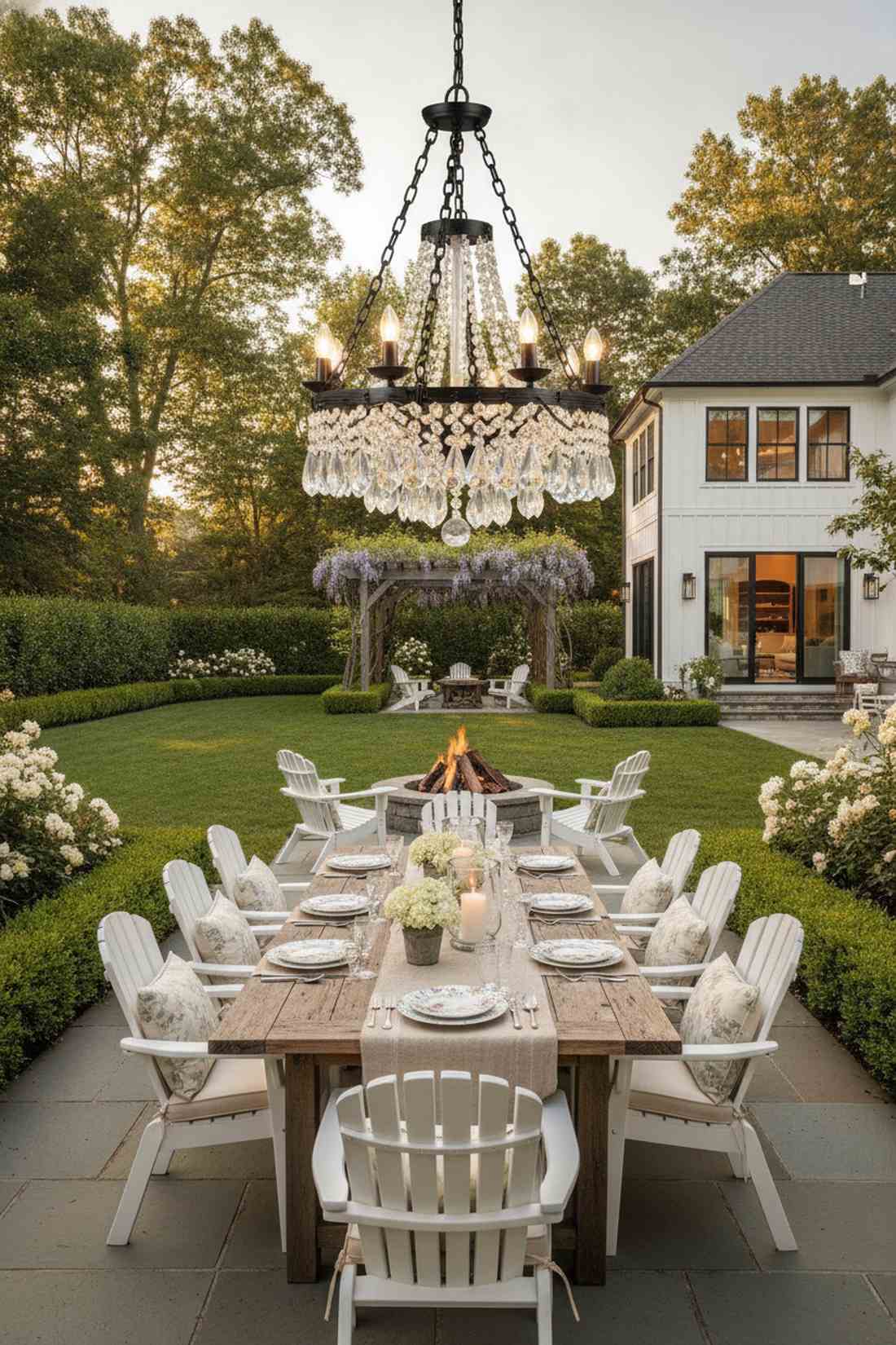 chandeliers over dining tables
