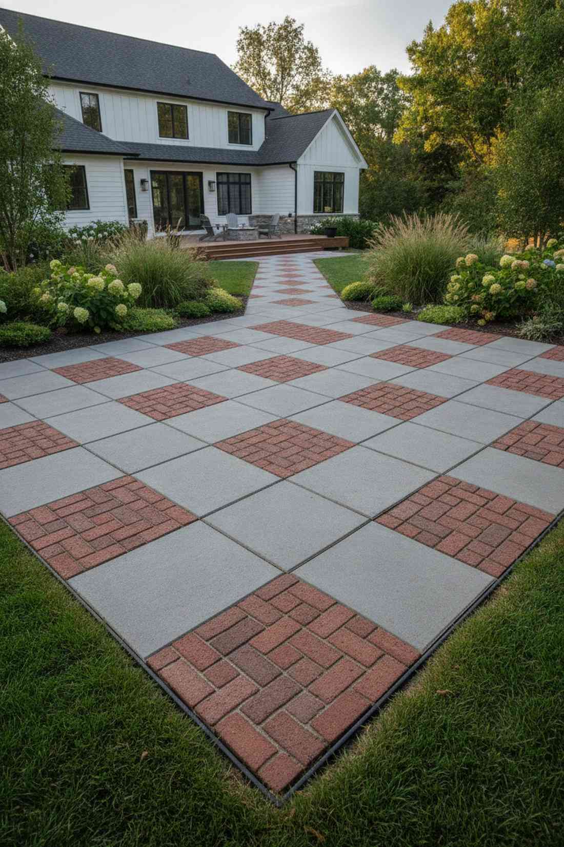 checkerboard brick concrete