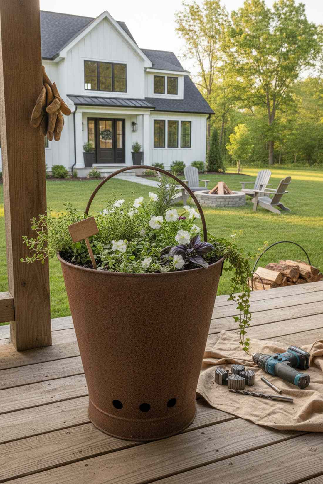 coal scuttle planter conversion