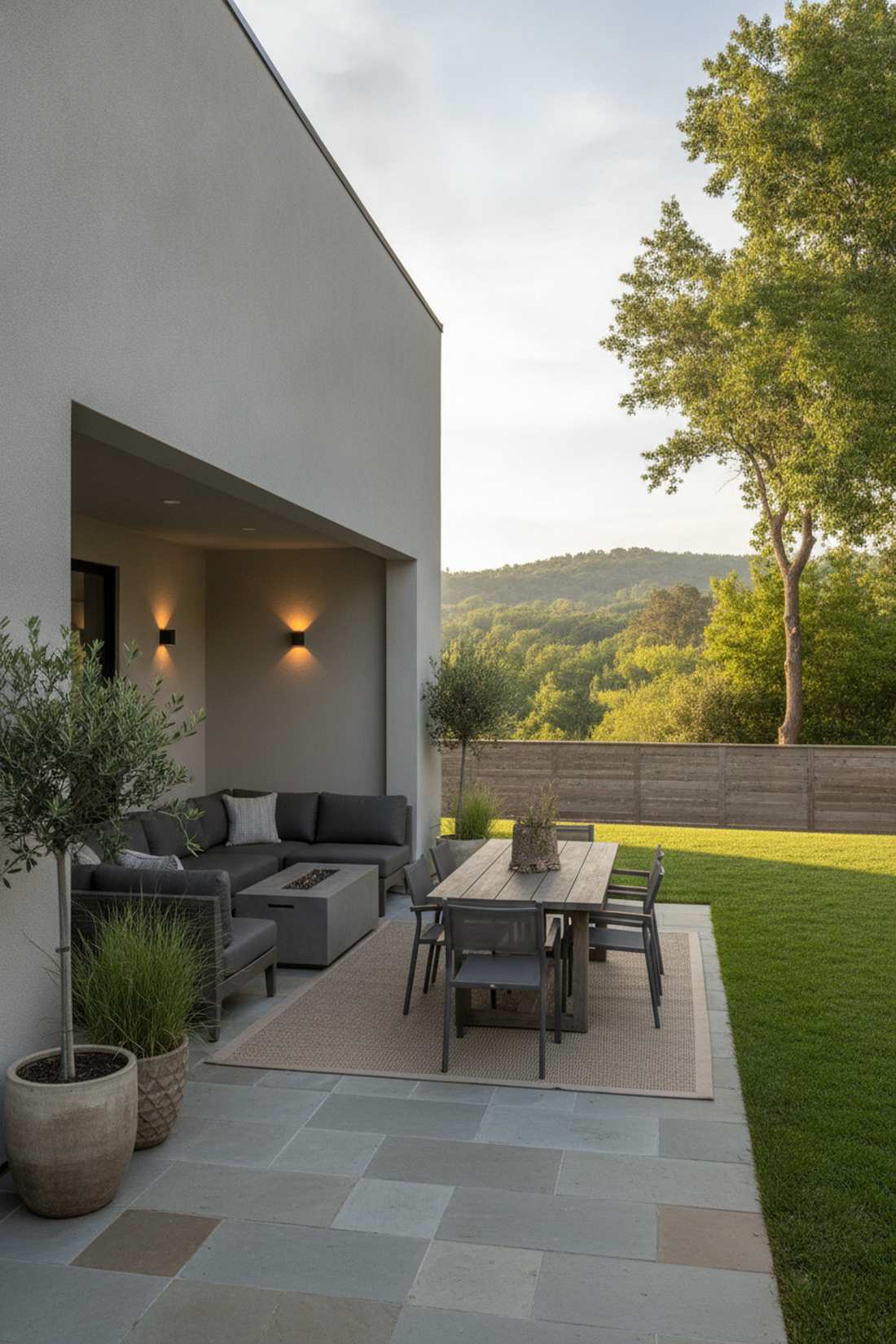corner lounge with adjacent dining