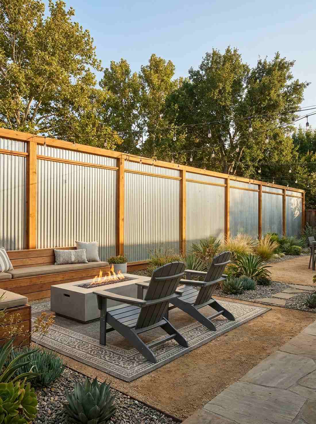 corrugated metal and wood frame