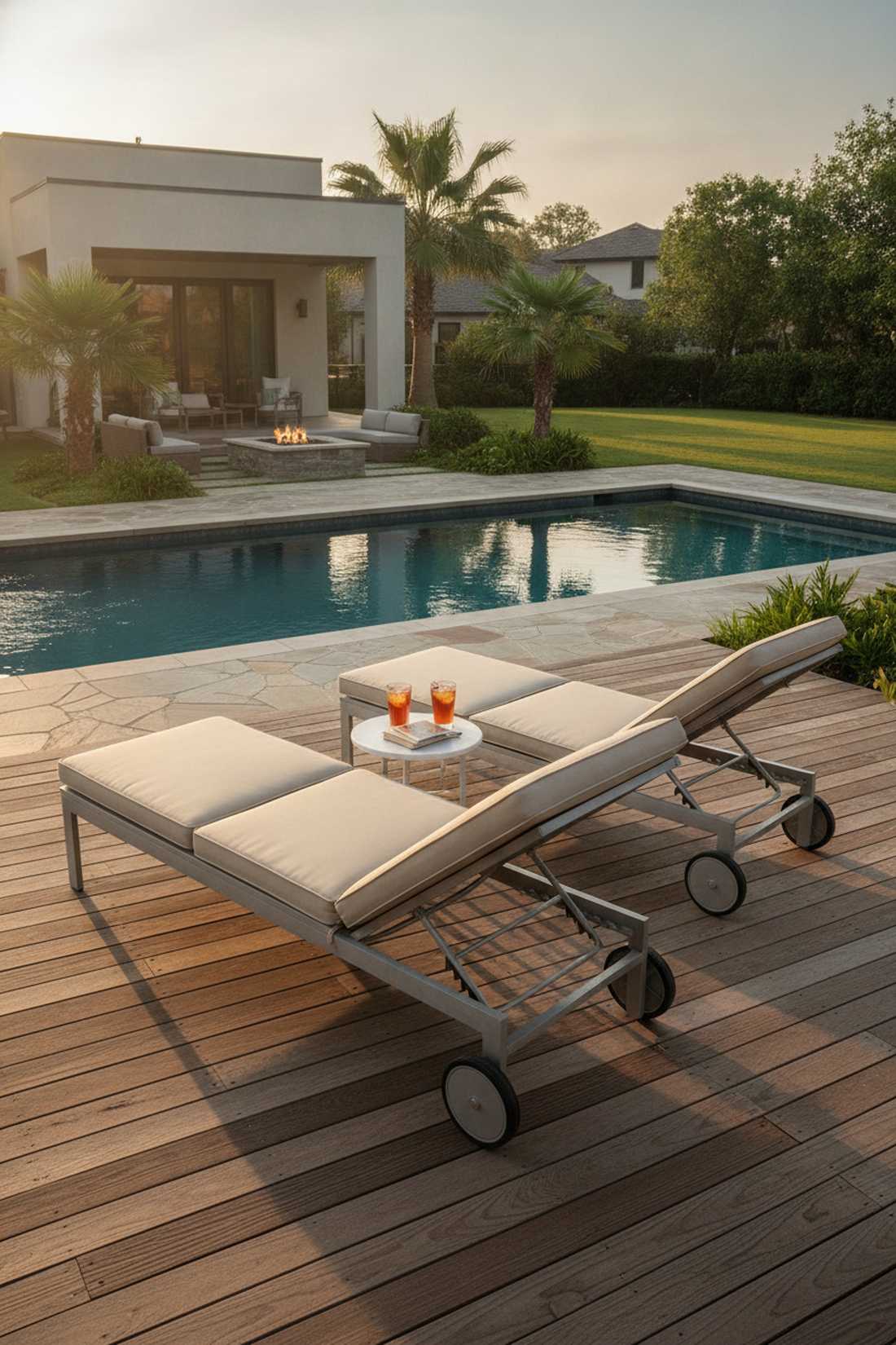 double chaise lounge set