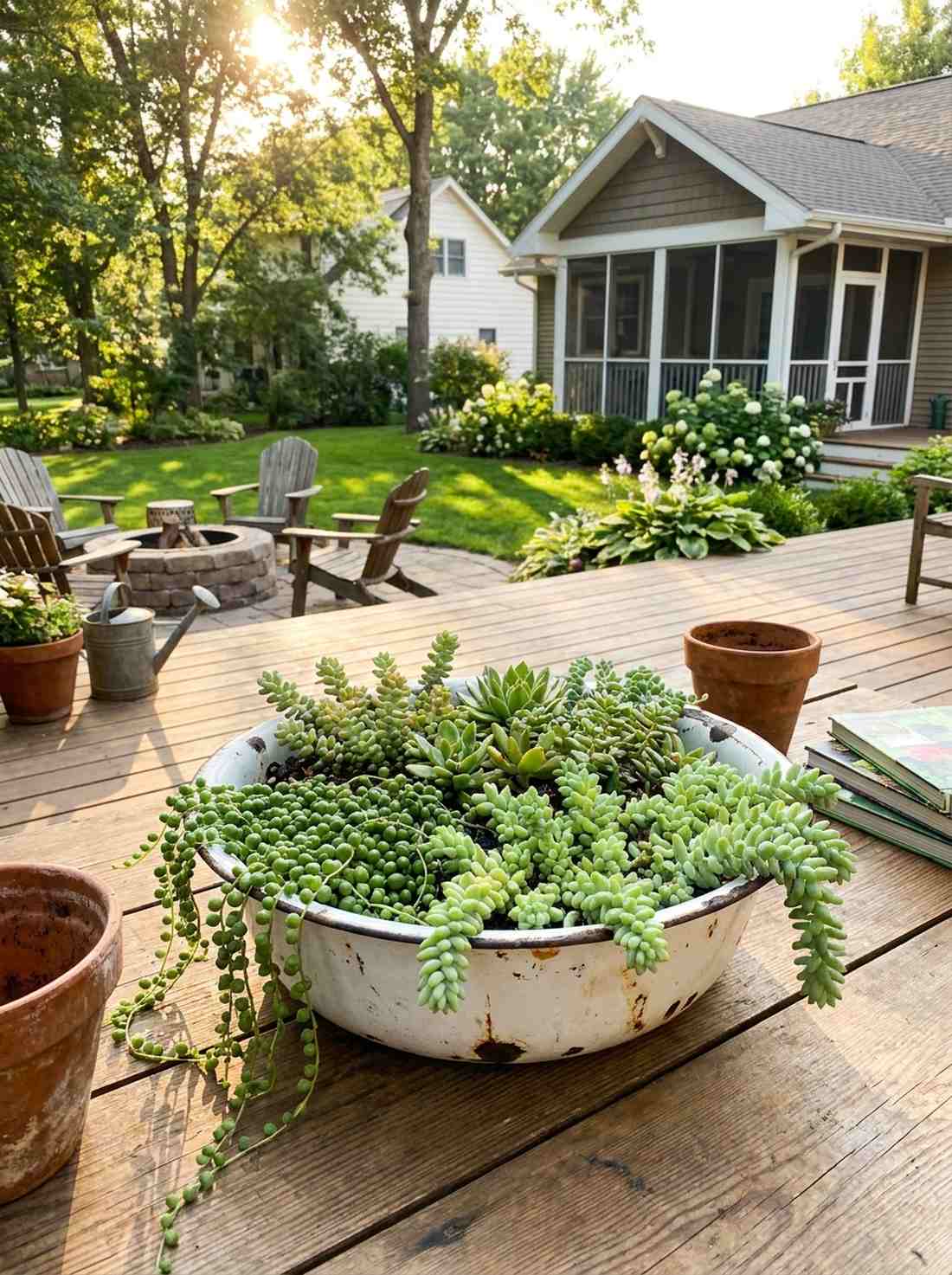 enamelware basin planters