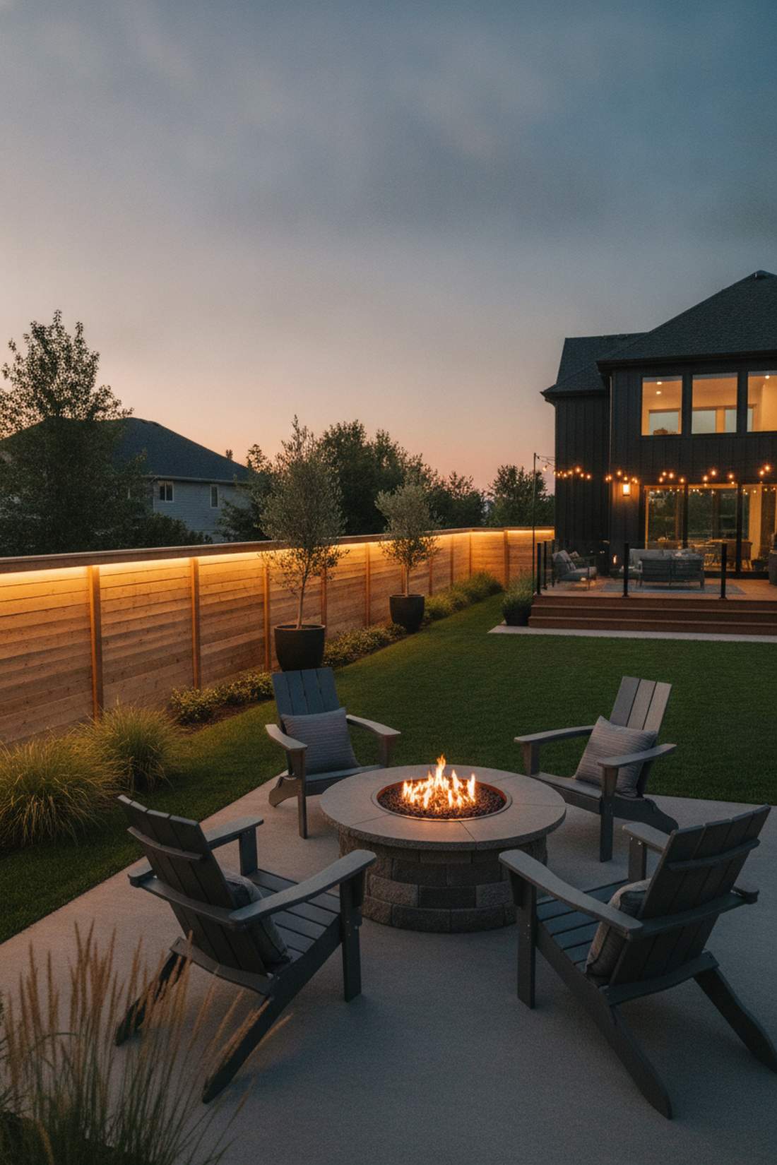 fence line horizontal light strips