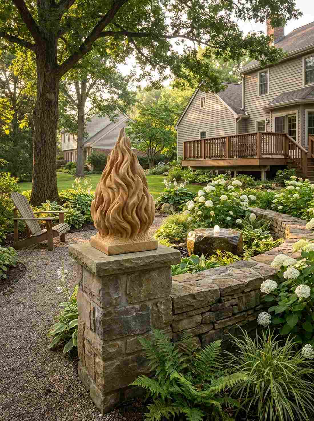 flame carved sandstone cap