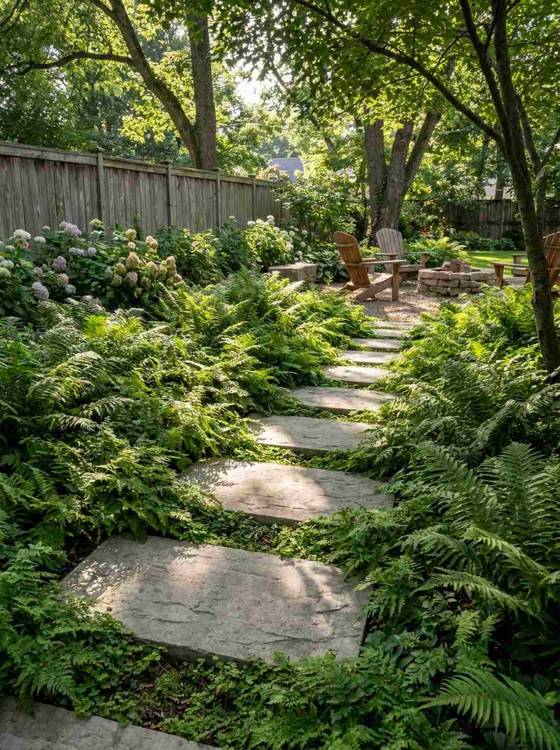 floating stone steps through fern bed