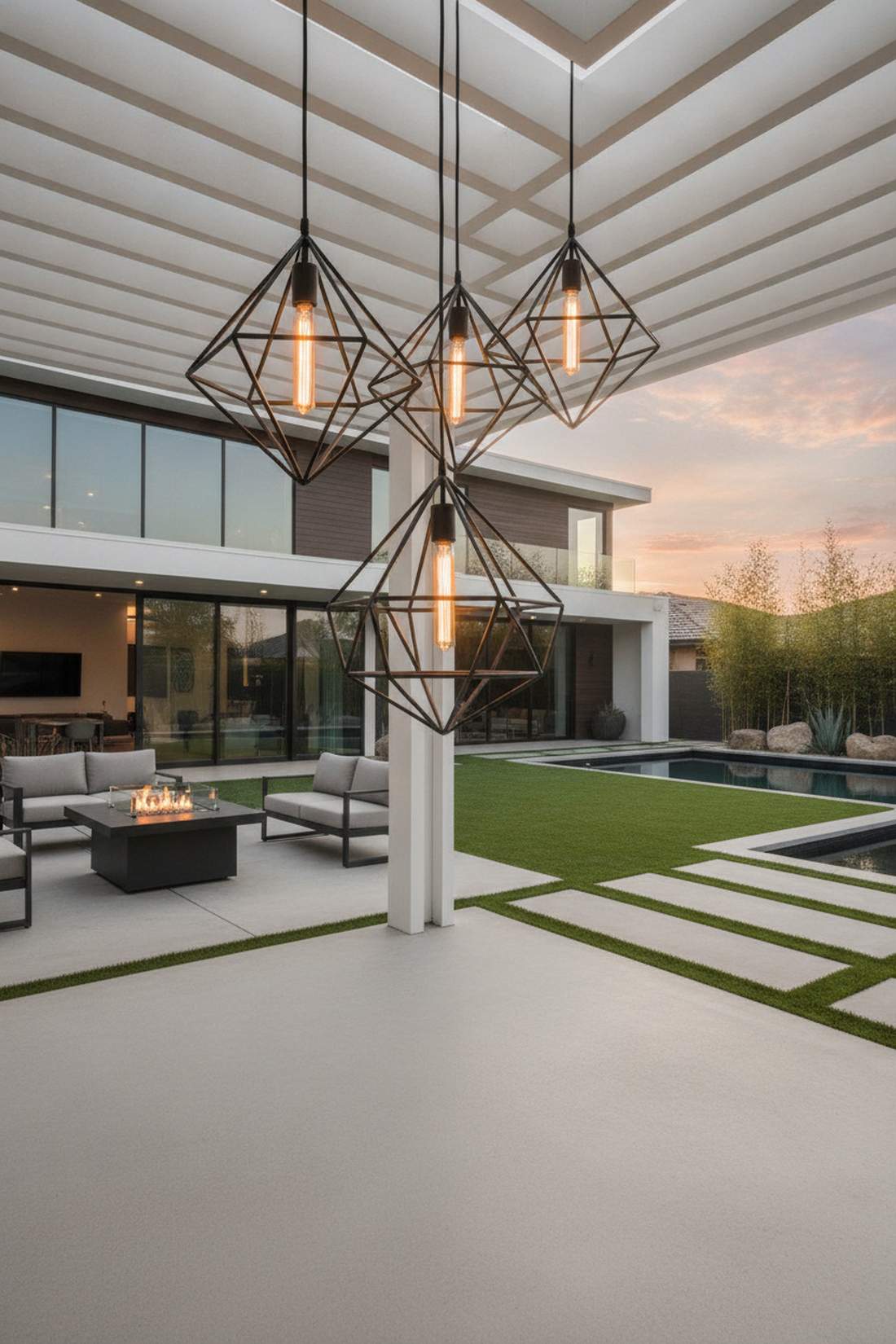 geometric metal cage hanging light
