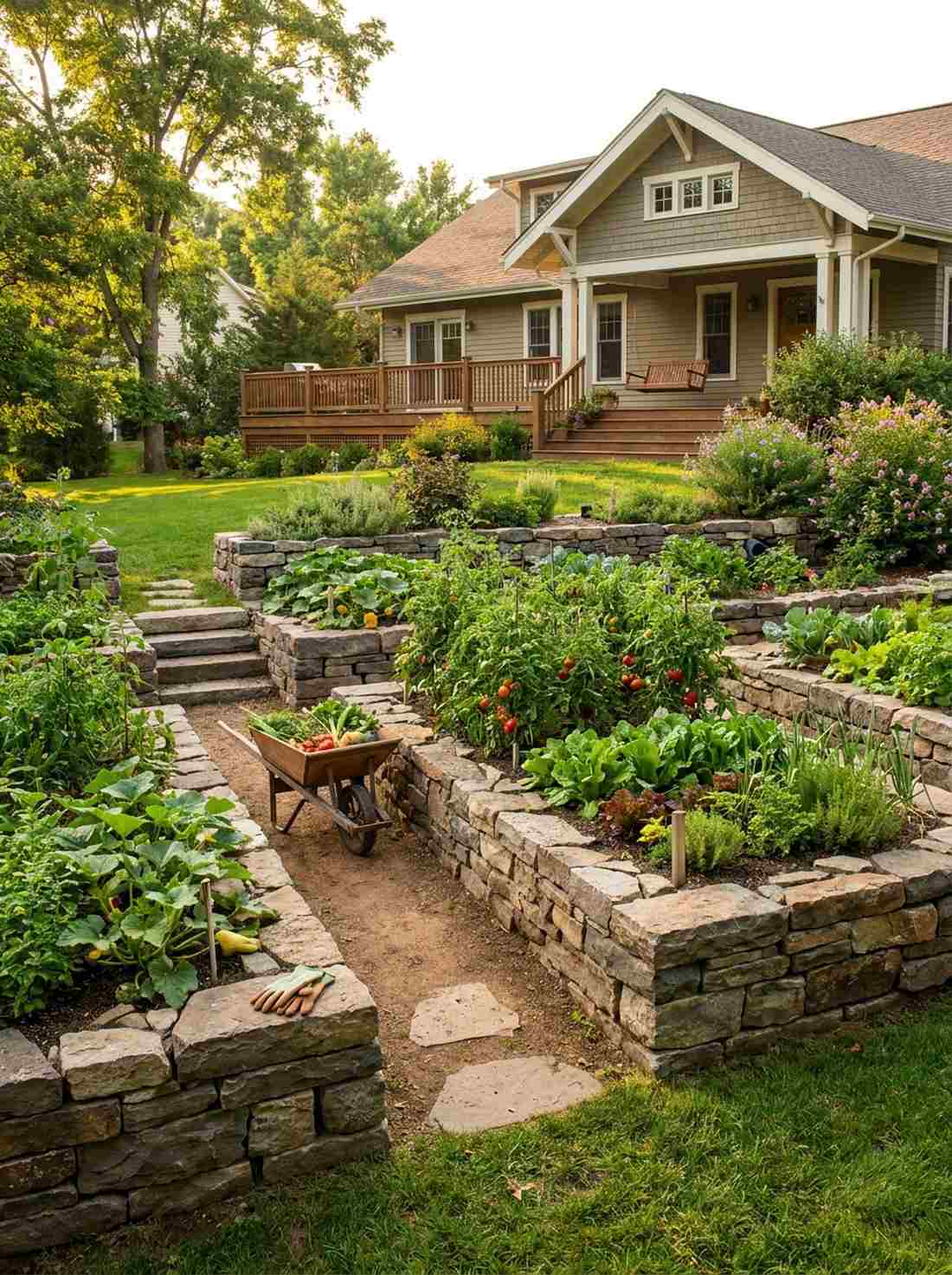 hillside terraced vegetable beds