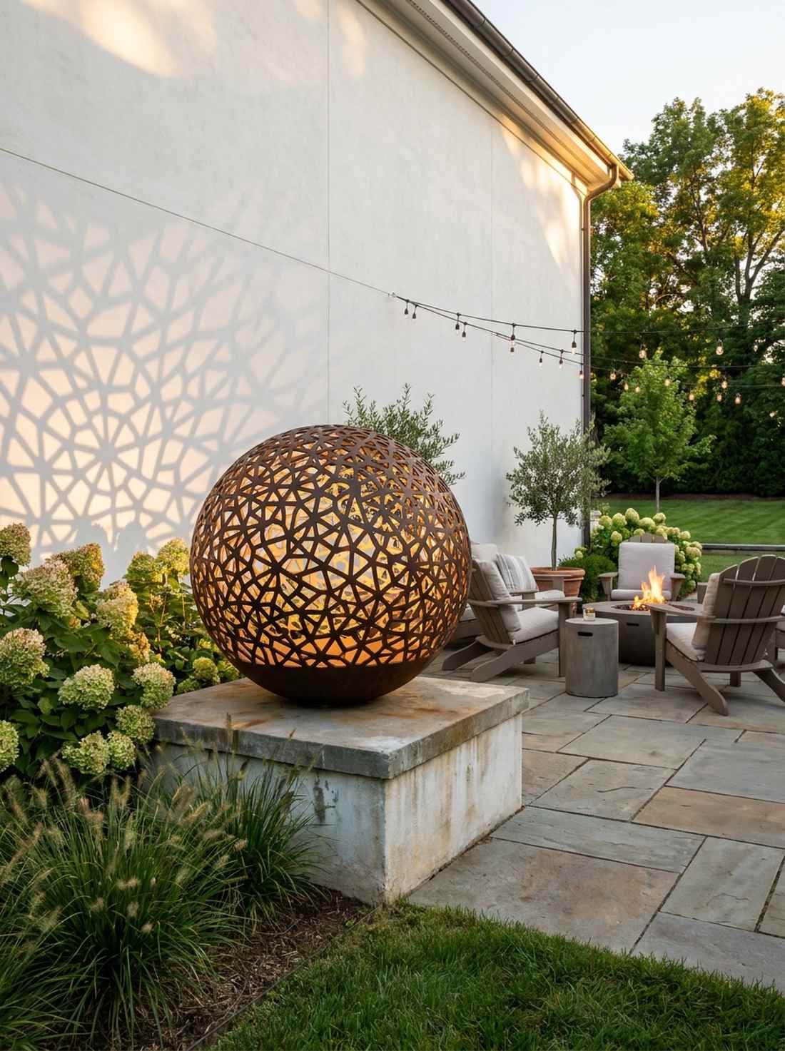 hollow sphere with geometric cutouts