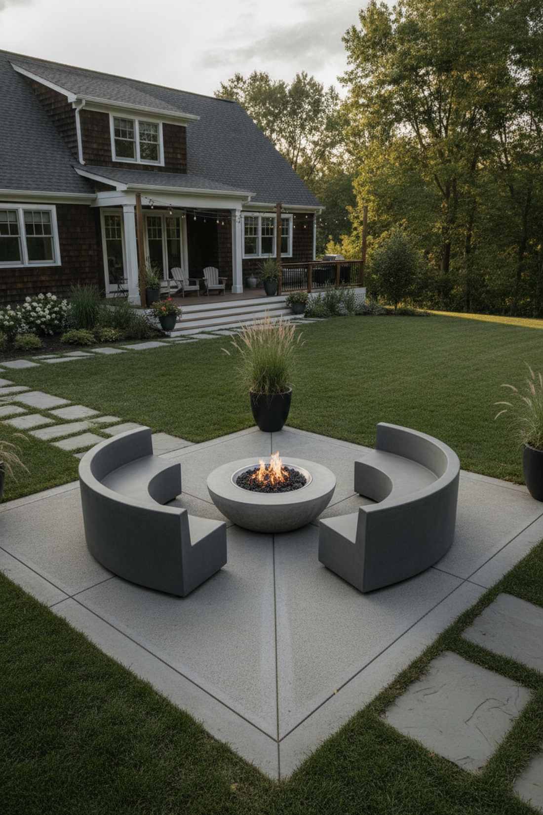 l shaped patio corner fire solution