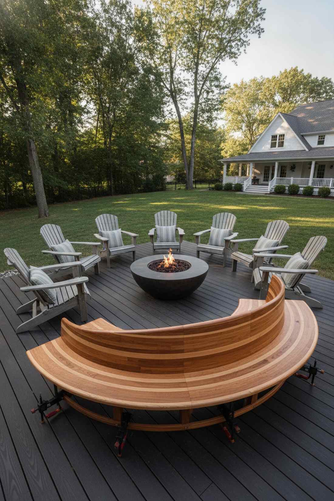 laminated wood arc bench