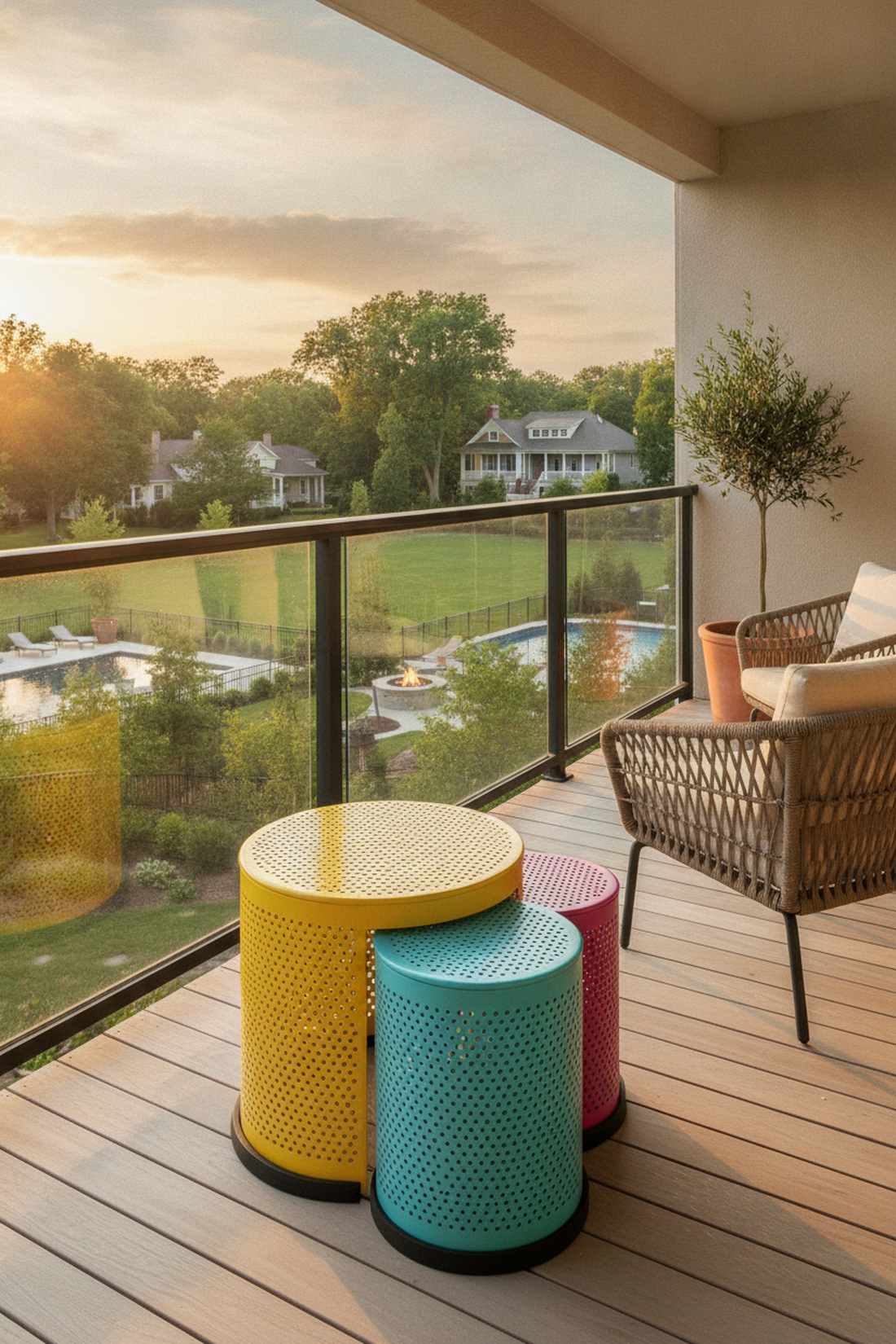 nesting side table stool set