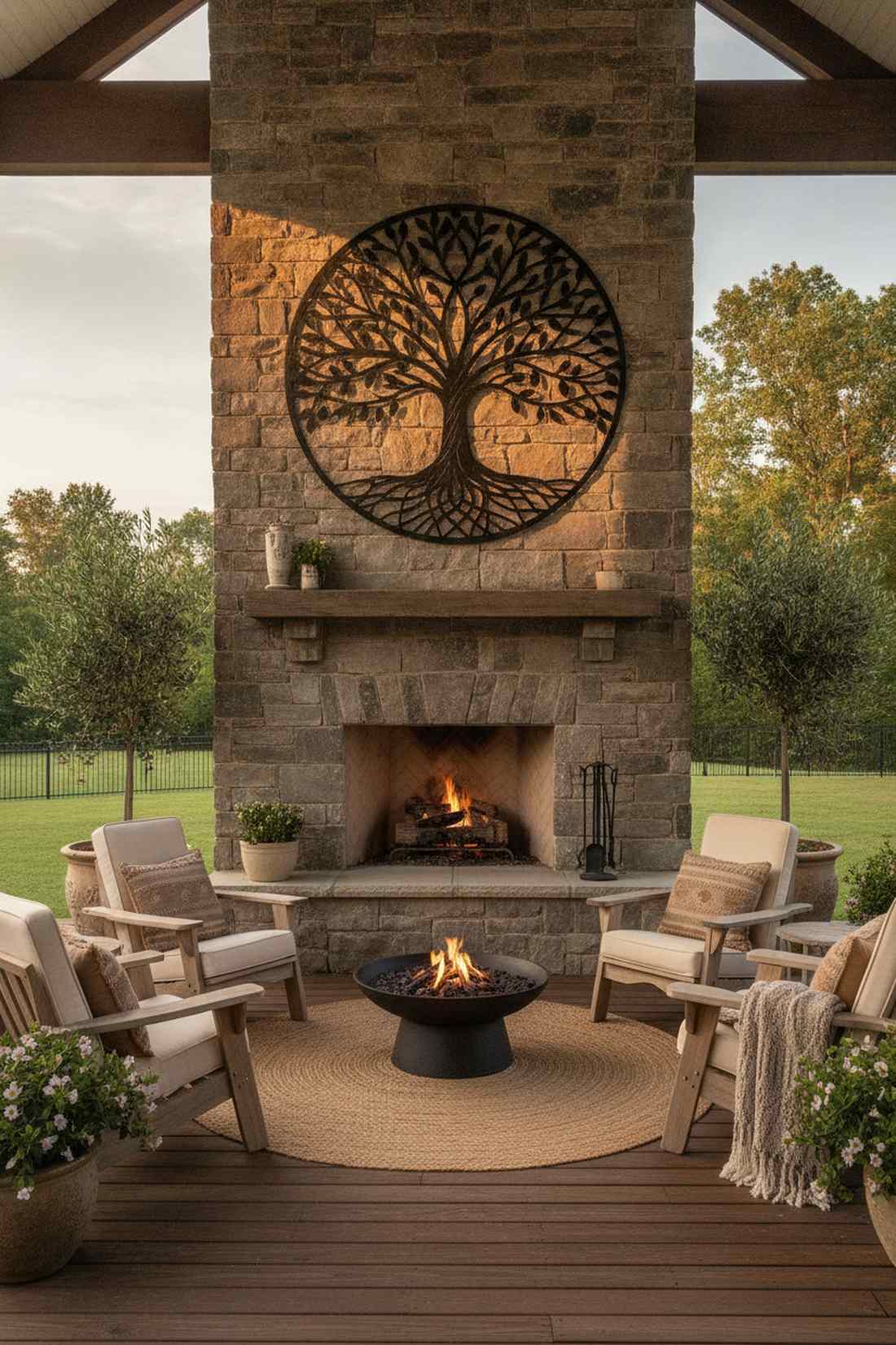 outdoor metal tree of life