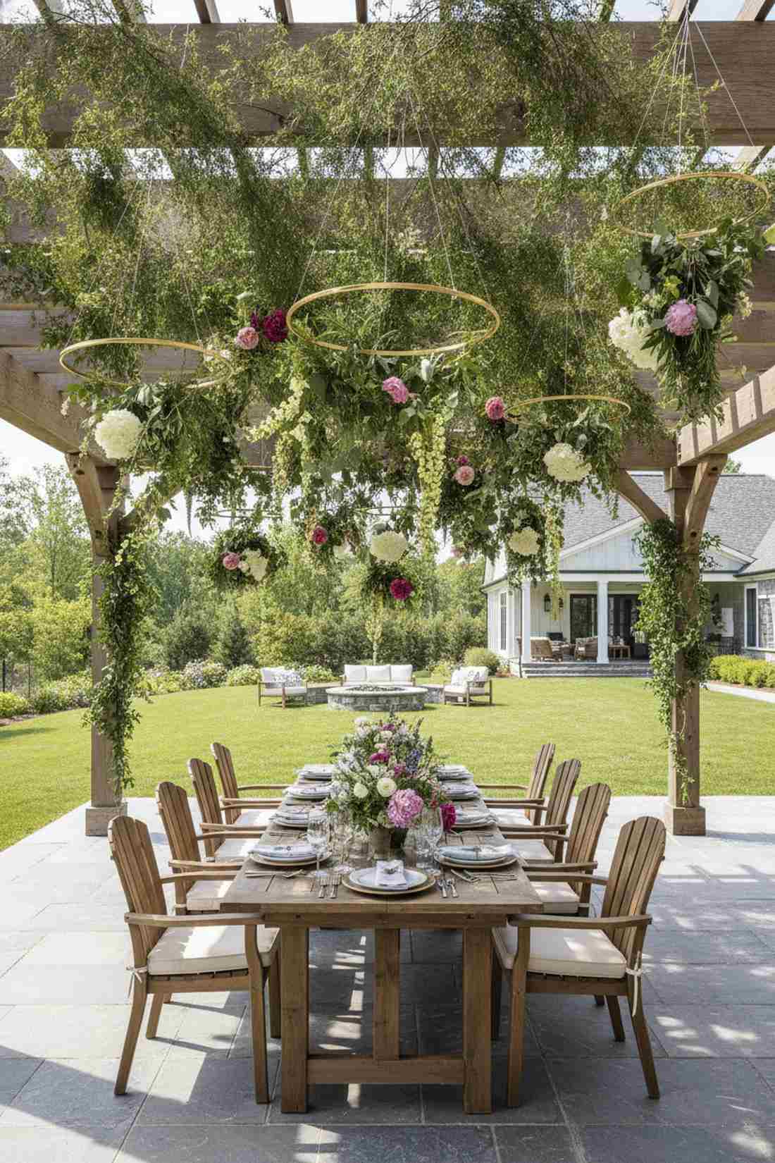overhead floral installations