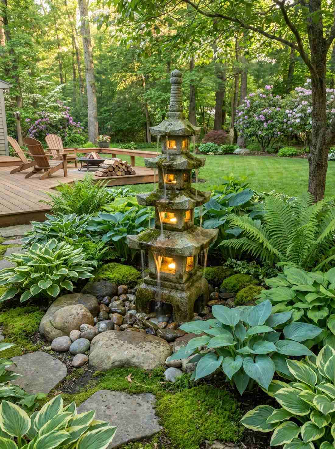 pagoda stone lantern fountain