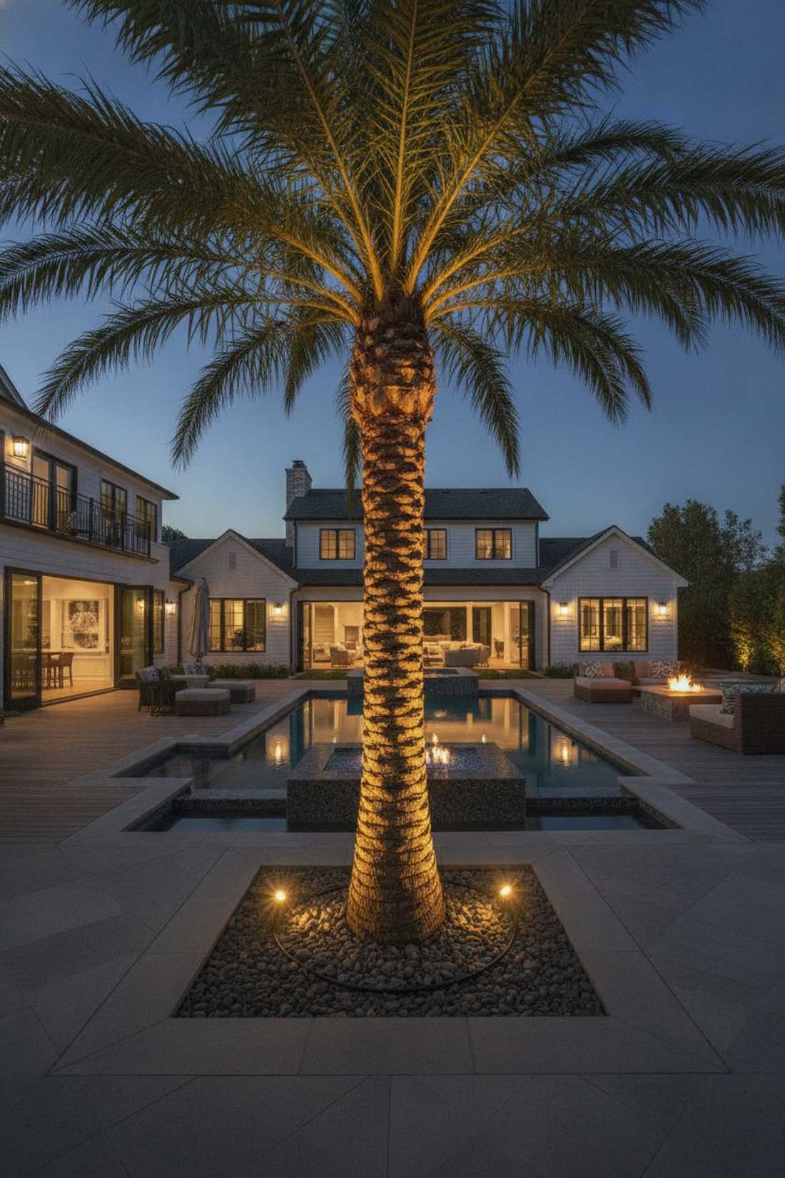 palm tree symmetrical uplighting