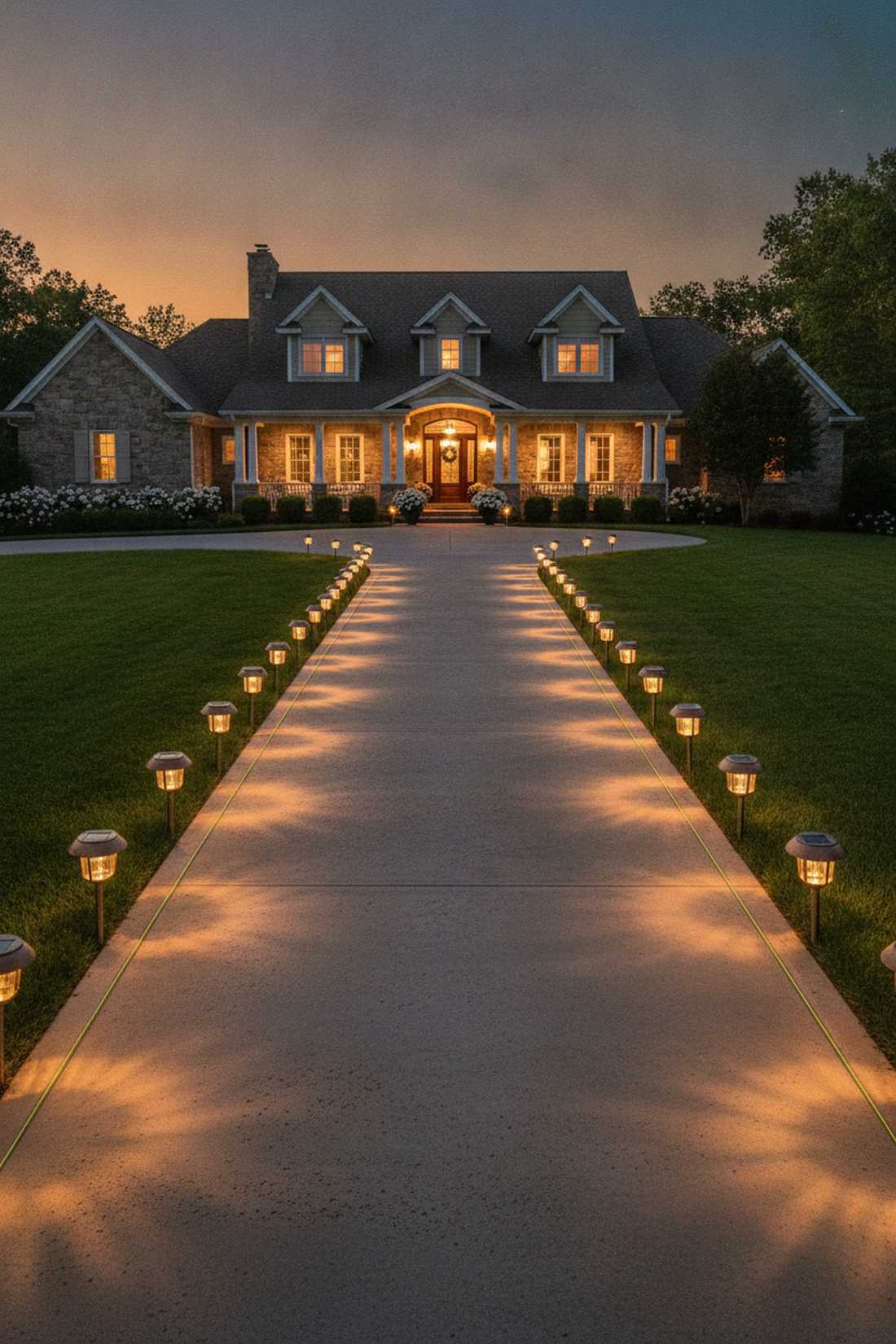 pathway border mushroom rows