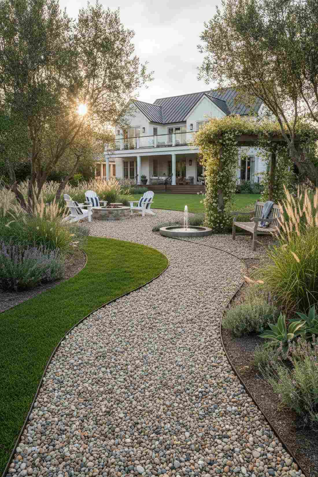 pea gravel walking surface