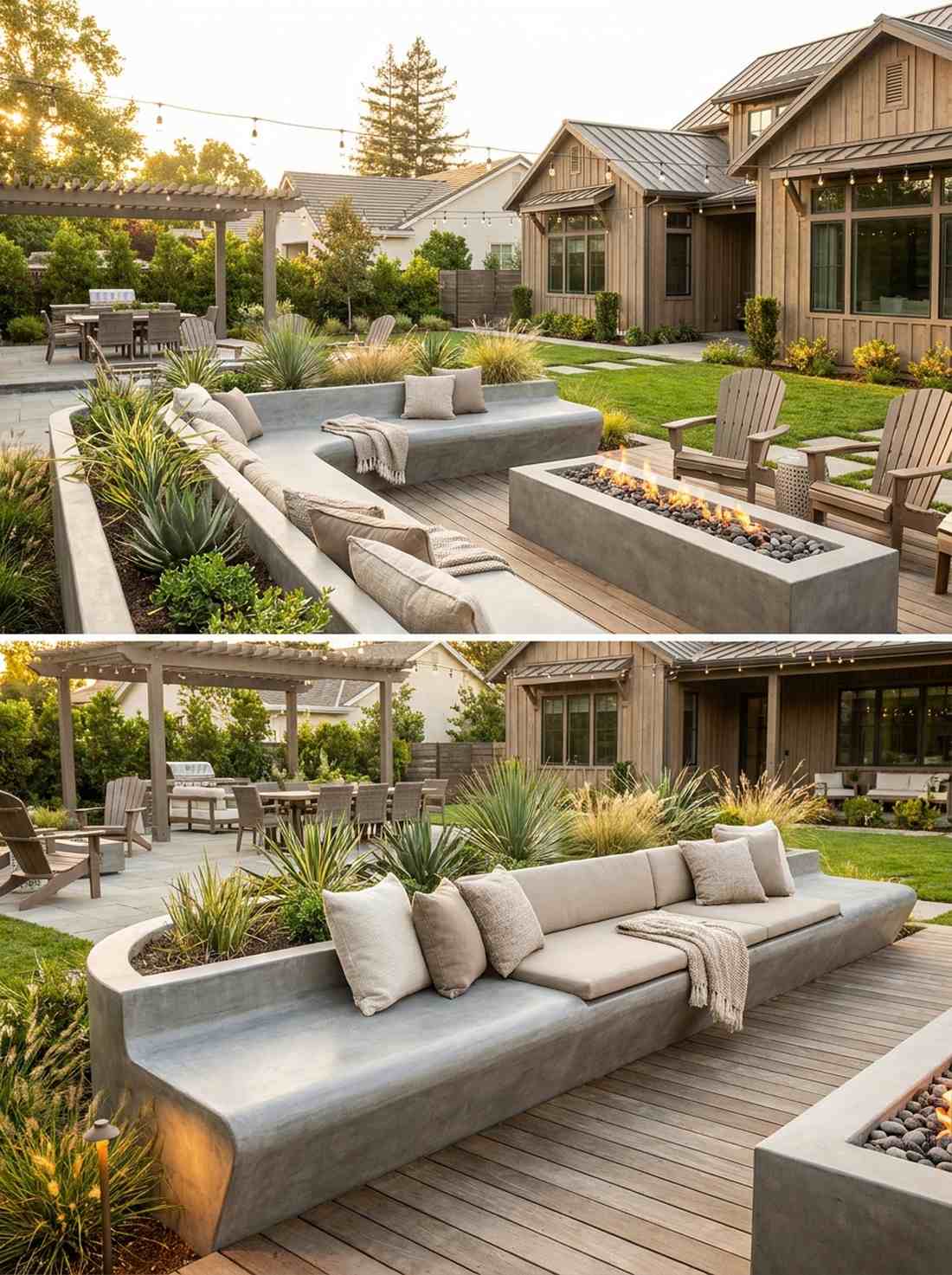 polished concrete seating walls