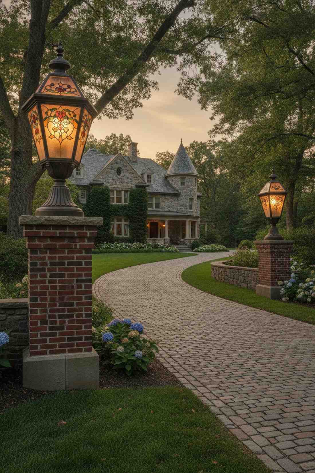queen anne style post lamps