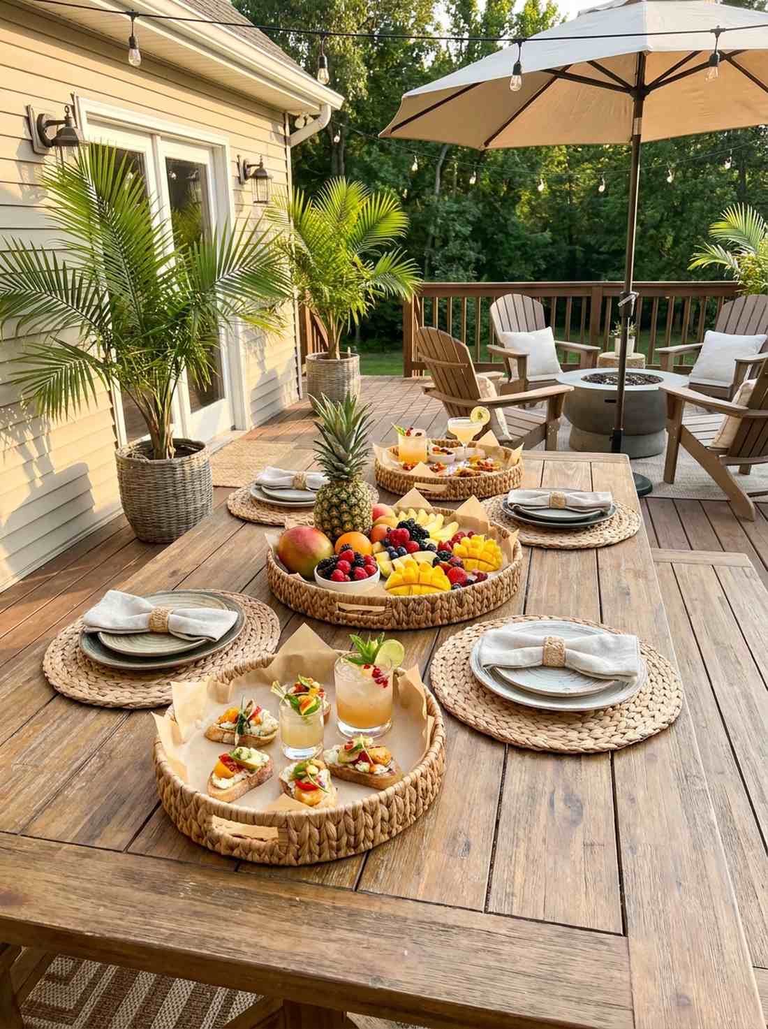 rattan serving tray stations
