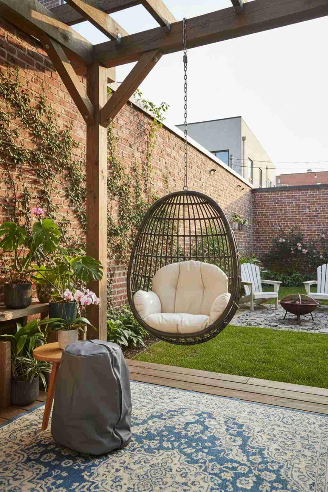 rattan tear drop hanging chair
