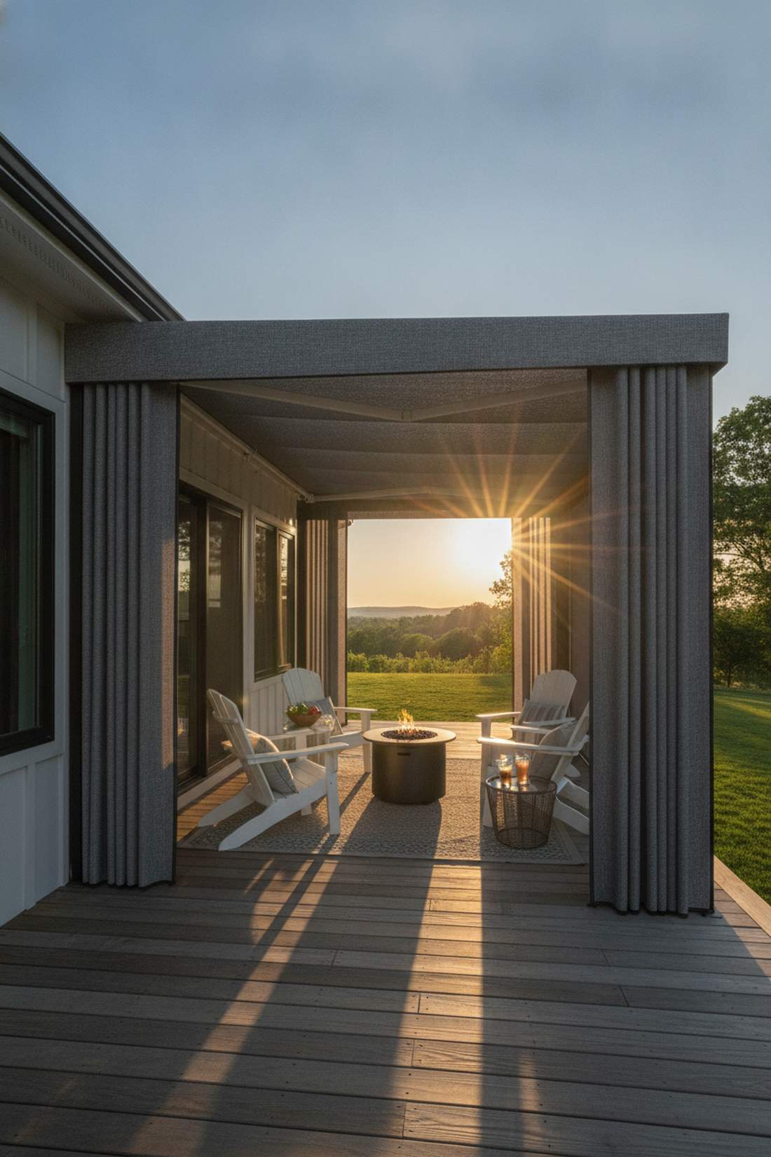 retractable awning with side drop screens