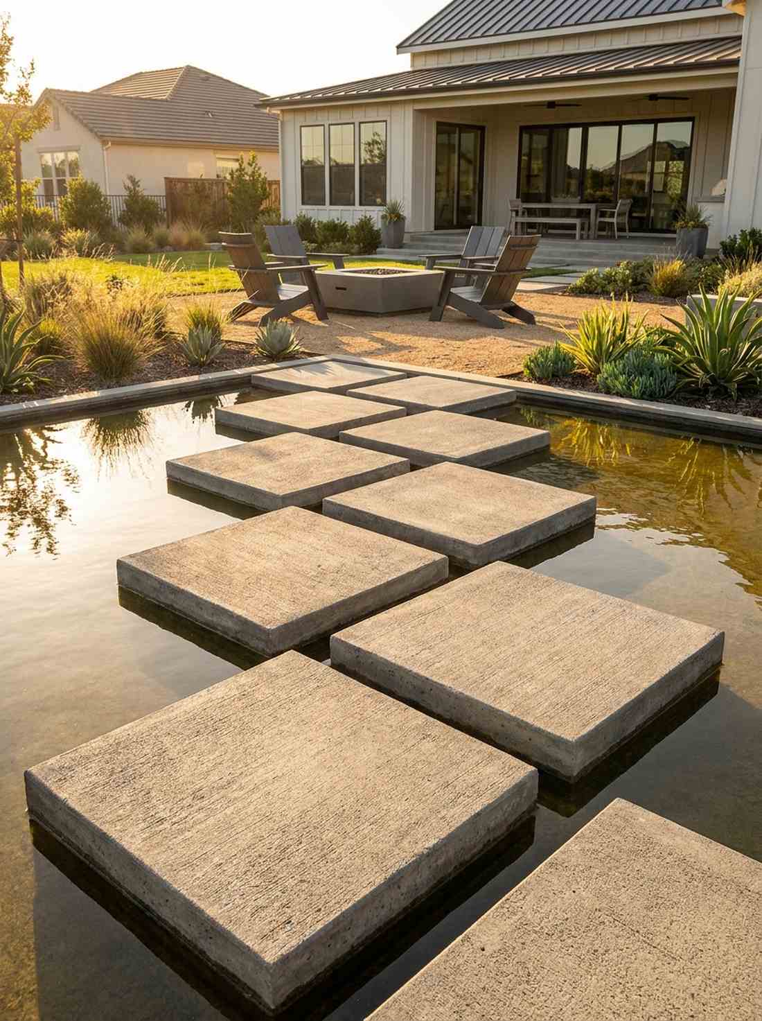 square cut pavers in staggered arrangement