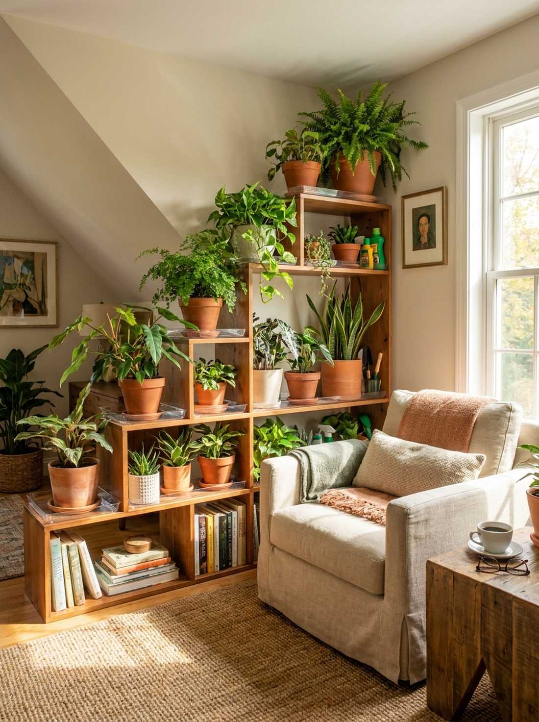 stair step bookcase conversion