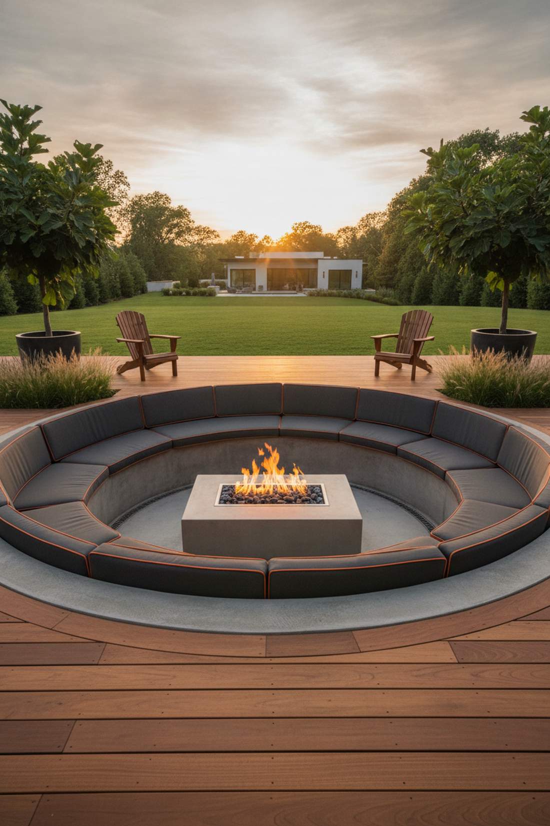 sunken conversation pit with fire feature