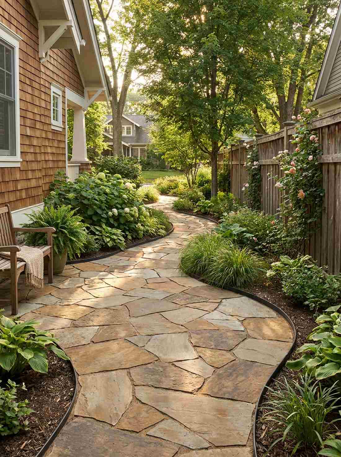 sweeping s curve flagstone path