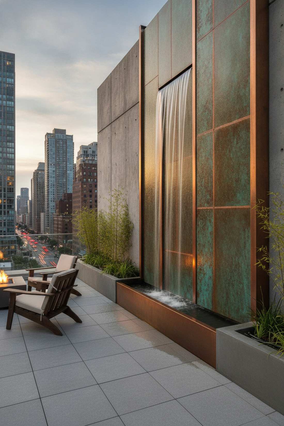 wall mounted copper water features