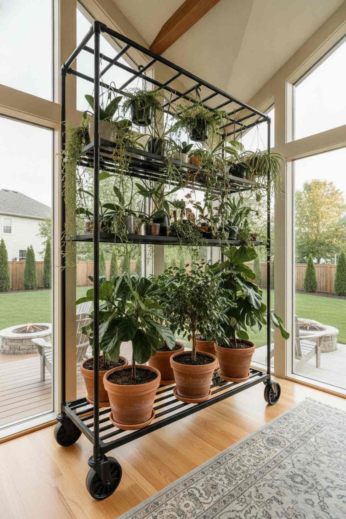 wheeled mobile plant rack