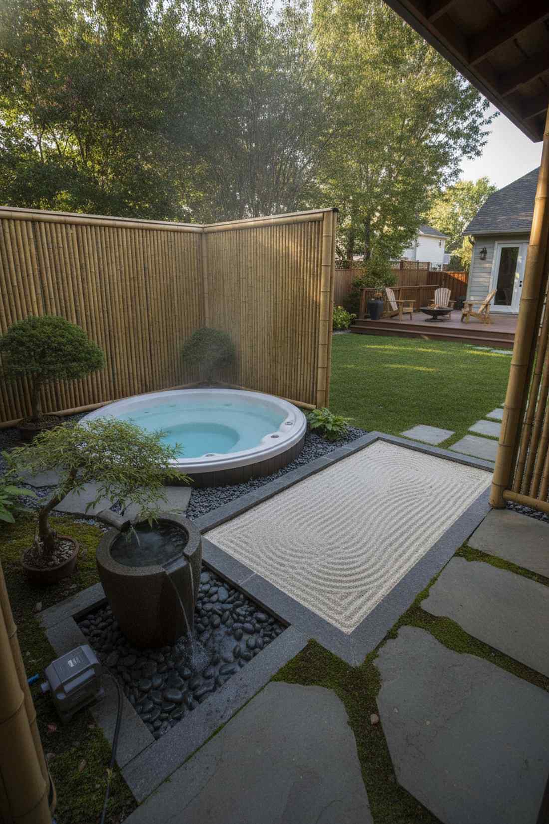zen garden jacuzzi pavilion