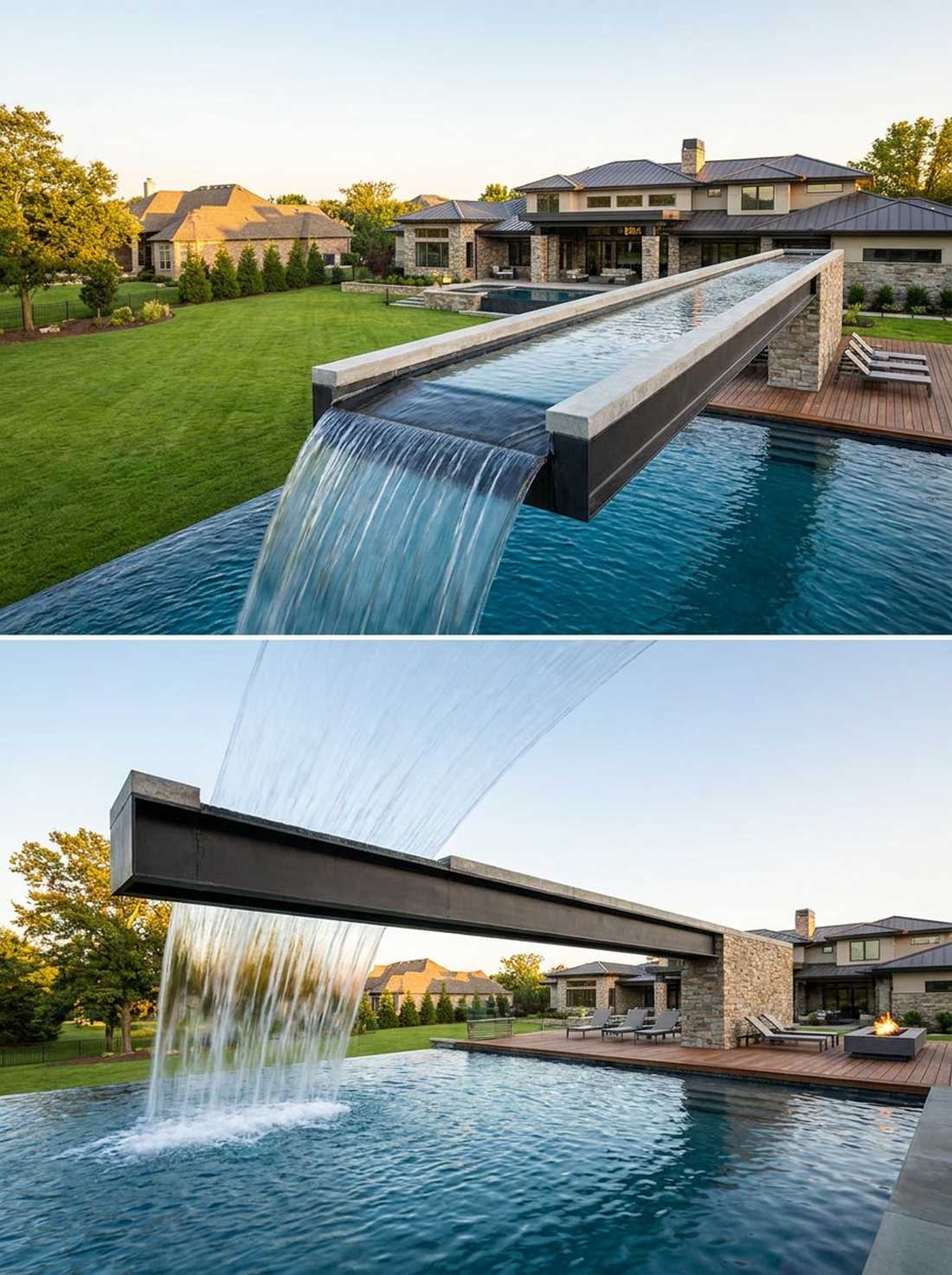 cantilevered water blade sculpture