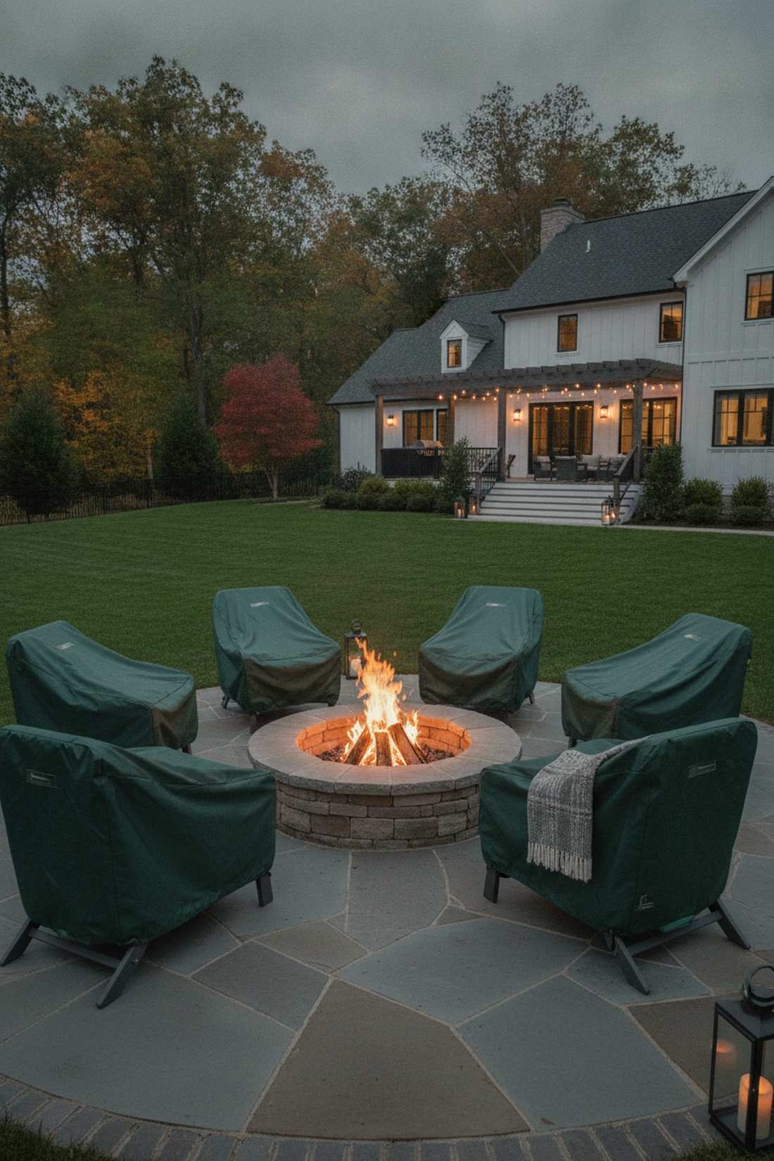 circular seating around fire features