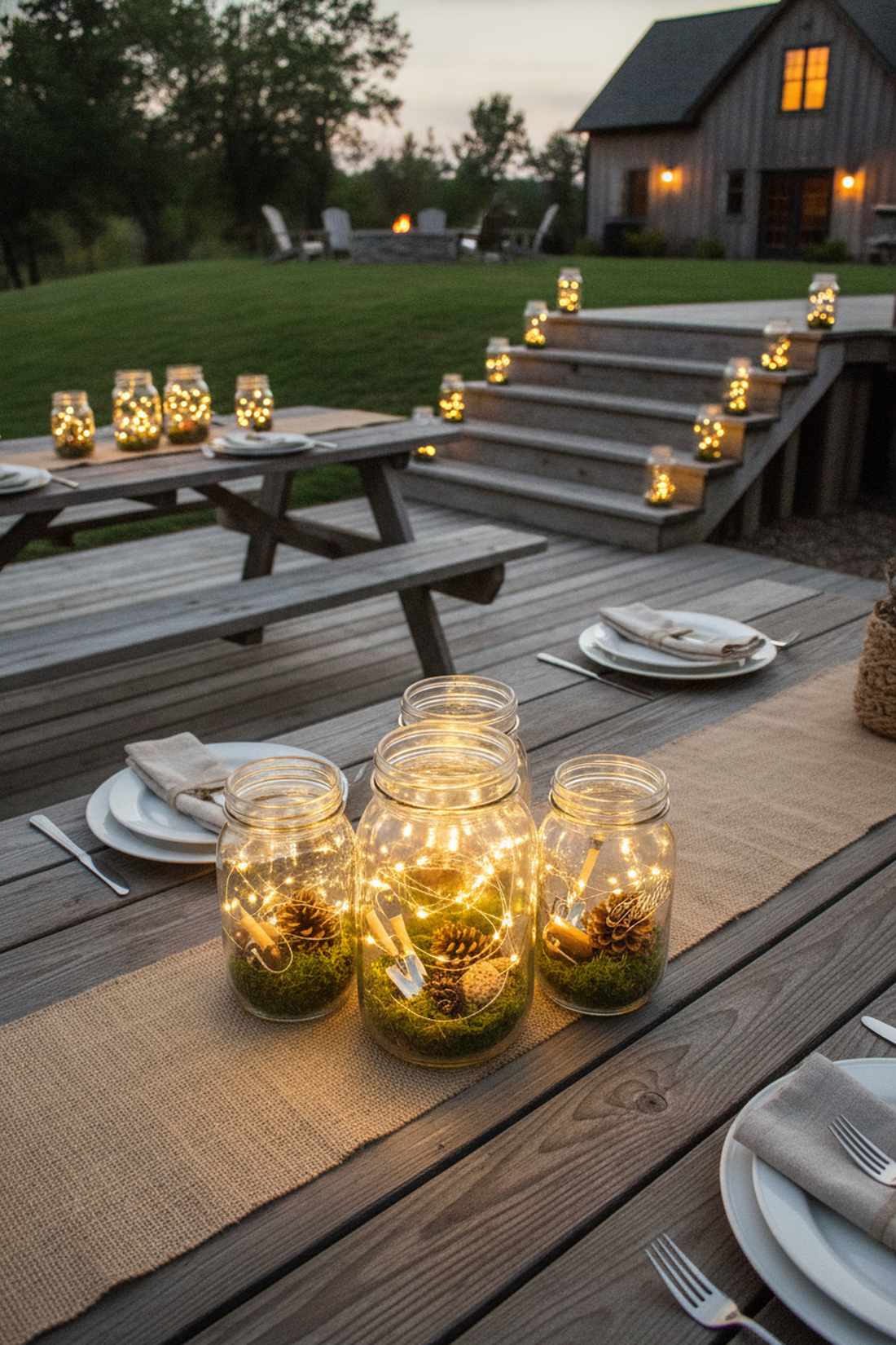 glass jar lantern clusters