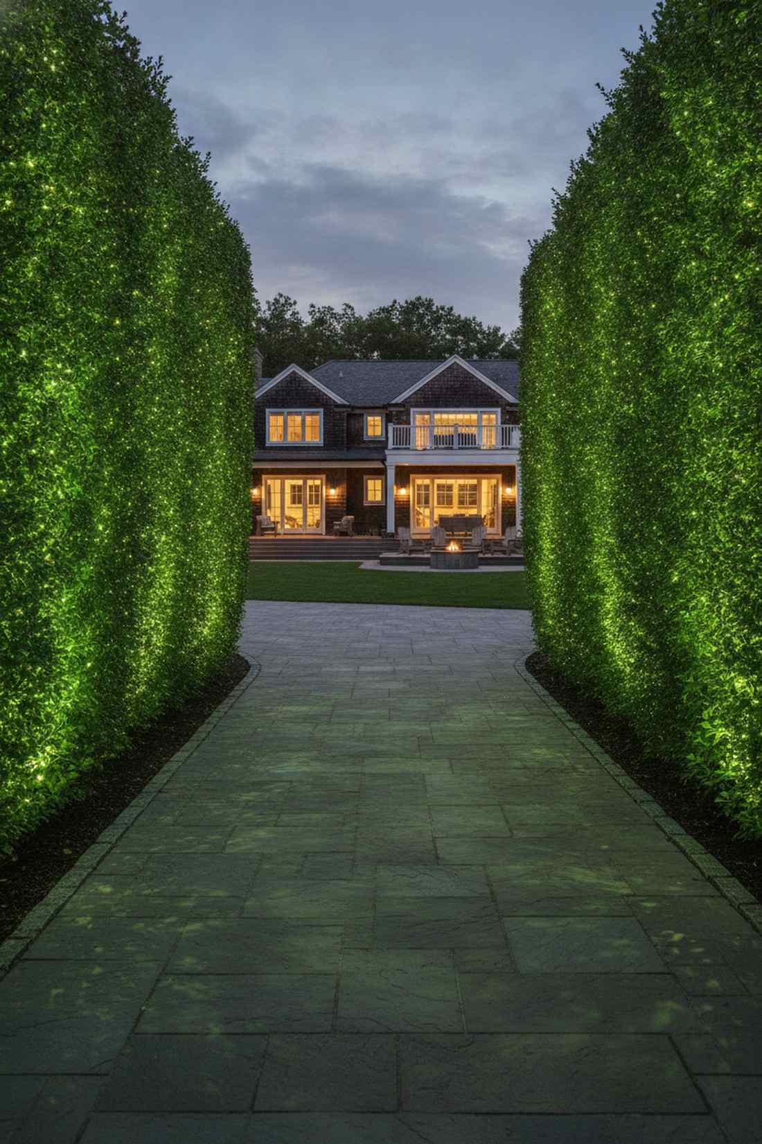 hedge embedded pathway lights