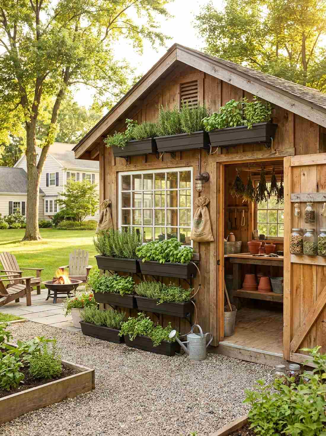 herb garden potting shed