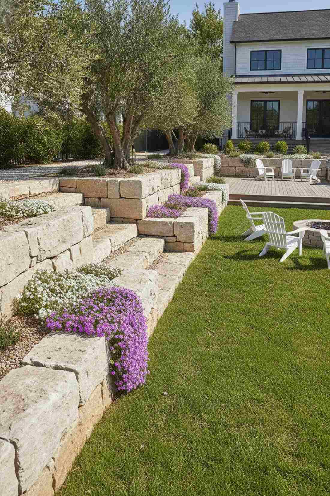 limestone ledge retaining tiers