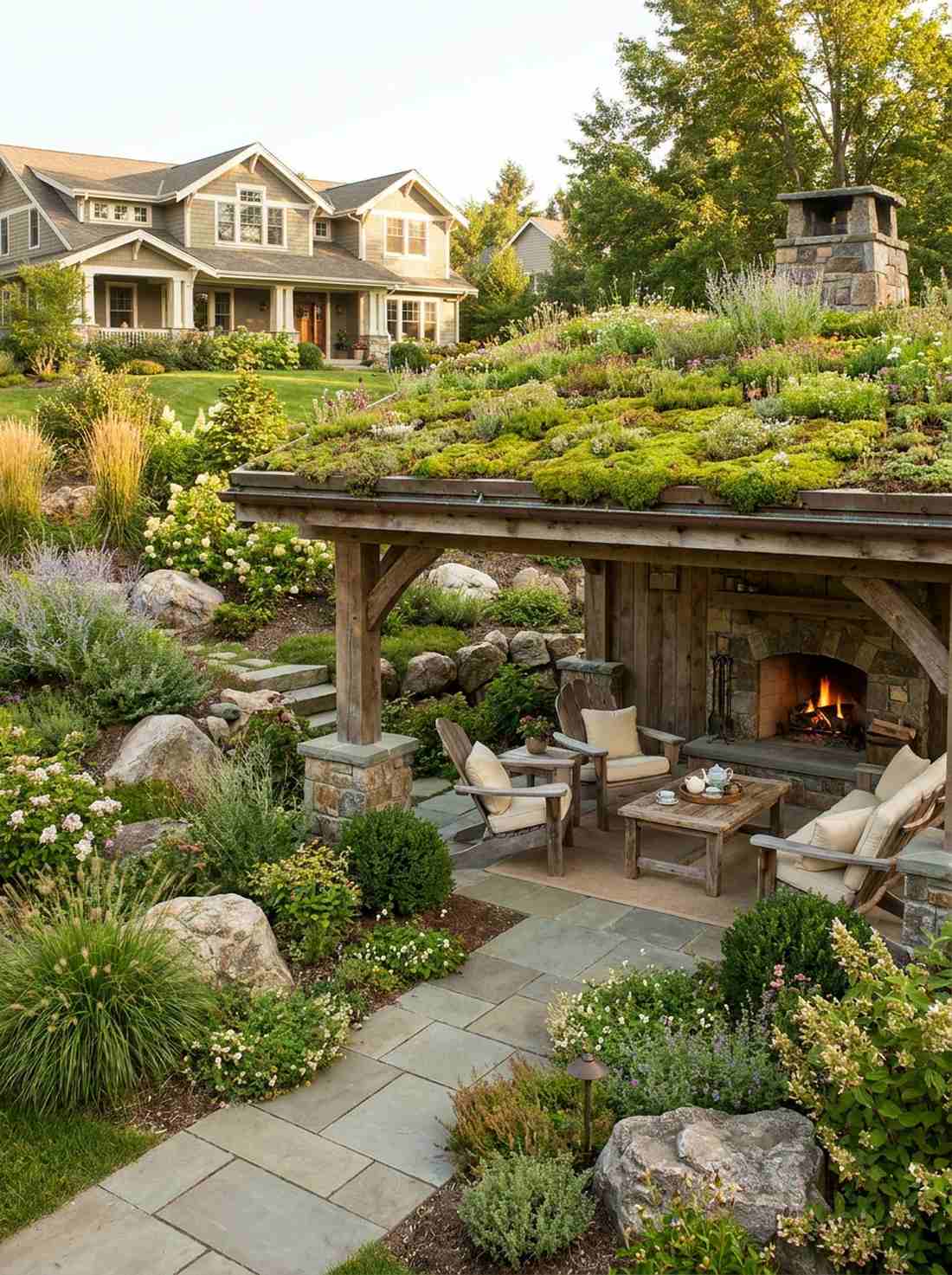 living roof tea garden shelter