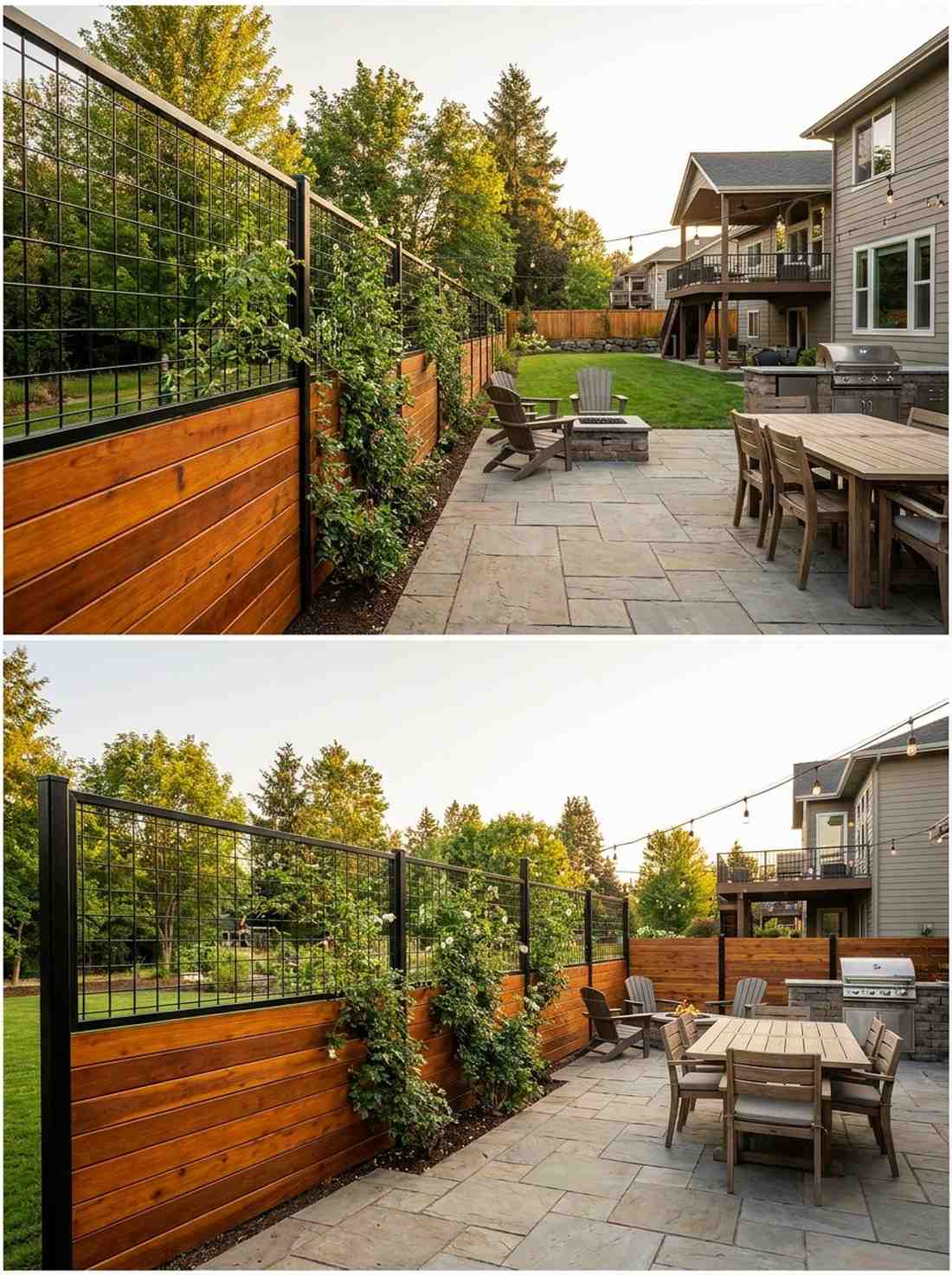 mixed material privacy wall