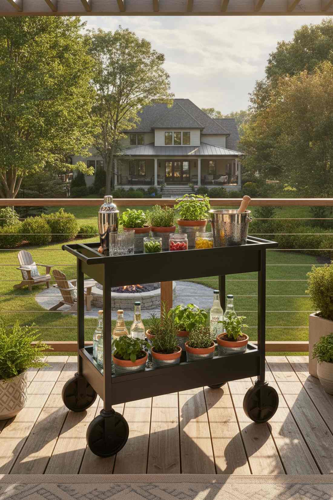 mobile balcony herb bar cart