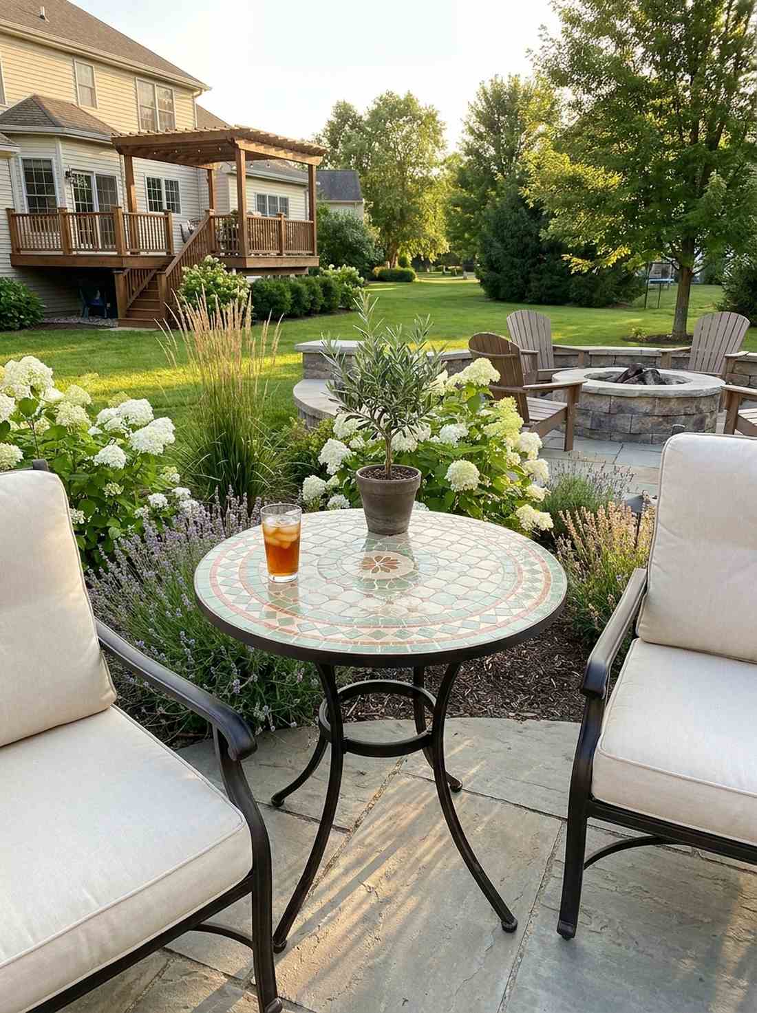 mosaic topped garden stool