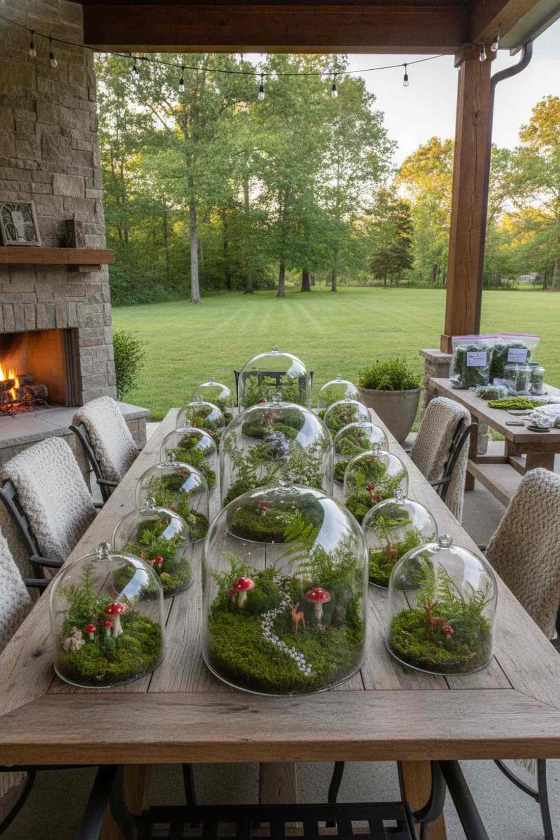 moss and fern terrarium displays