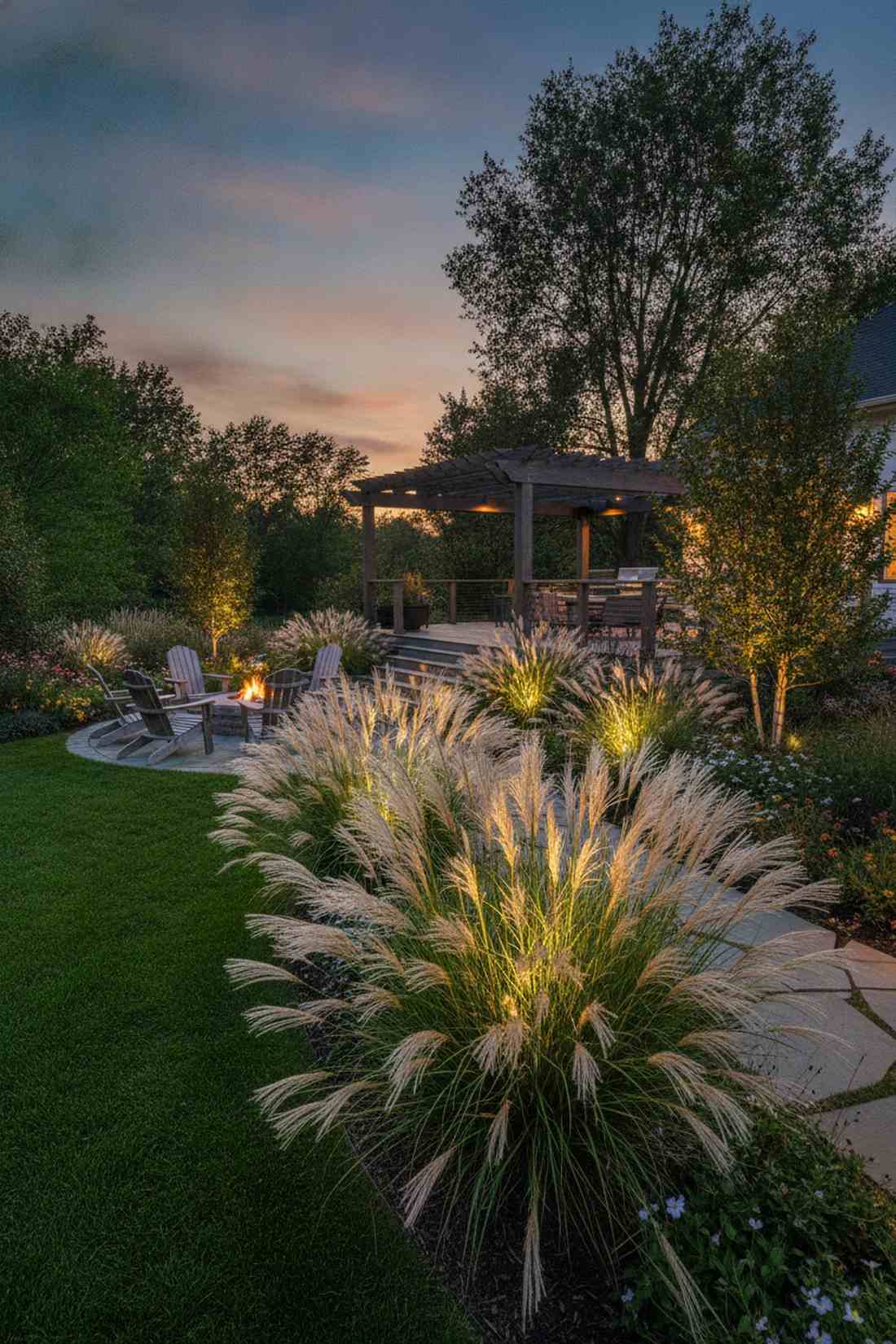 ornamental grass backlighting